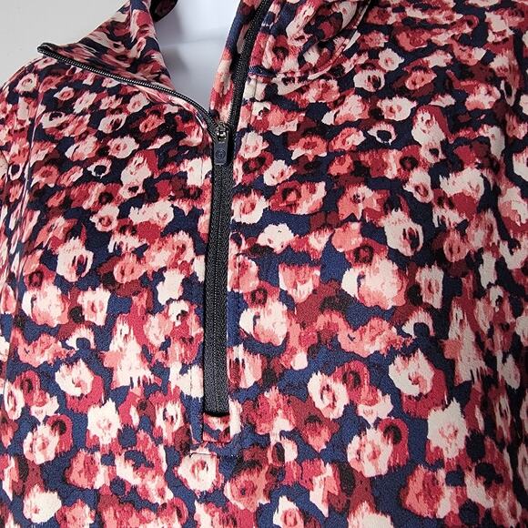 T by Talbots Medium Quarter Zip Pullover Pink Navy Floral UPF 50 Sun Shirt - Picture 3 of 9